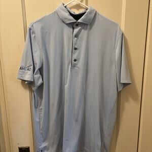 Greyson golf polo blue stripe size large logo
